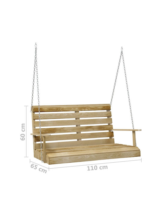 Leagăn suspendat 2 sloturi Lemn Natural L110xL65xH60cm