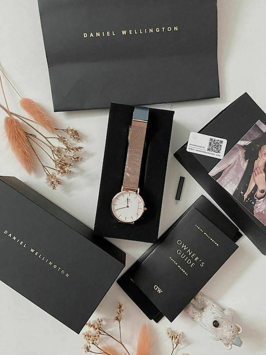Daniel Wellington Classic Pepite Bondi Γυναικείο Ρολόι 32mm Μπαταρίας με Λευκό Δερμάτινο Λουράκι