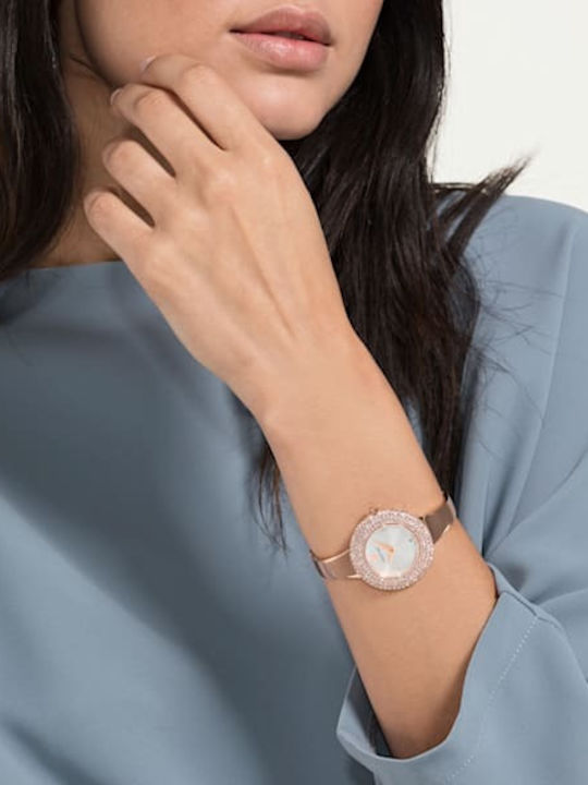 Swarovski Crystal Rose Metal Bracelet Watch with Battery Mechanism Swarovski Crystal Rose Metal Bracelet Watch with Battery Mechanism