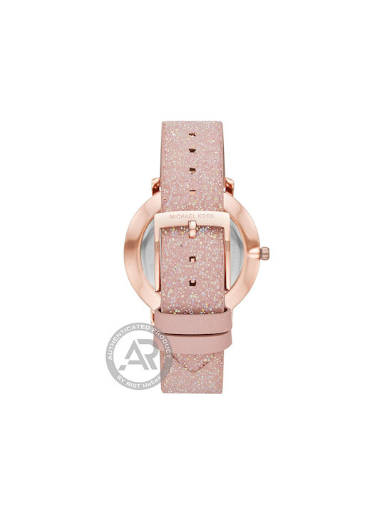 Michael Kors Pyper Crystals Ceas cu Roz Curea de Piele