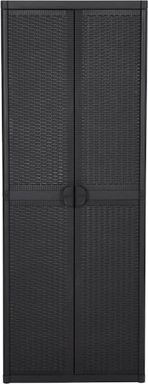 Double-Leak Polypropylene Outdoor Storage Cabinet with Divider and 3 Shelves Black 65x45x172 cm