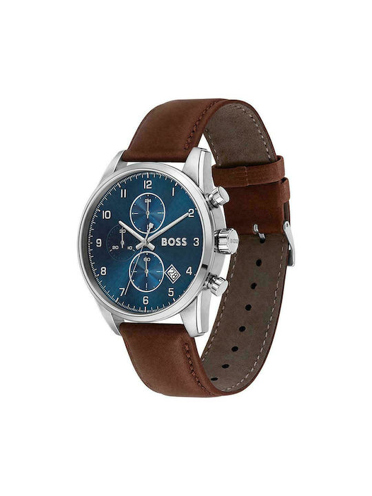 Hugo Boss Watch Chronograph Battery with Brown Metal Bracelet