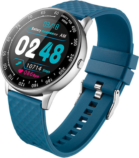 DAS.4 SP01 Stainless Steel 46mm Smartwatch με Παλμογράφο (Μπλε)