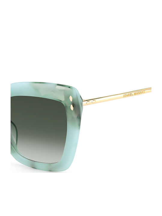 Women's Sunglasses with Multicolour Frame and Green Gradient Lens