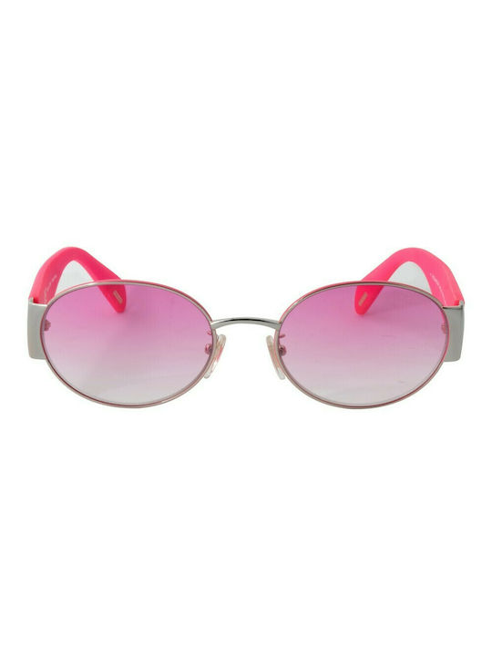 Police Women's Sunglasses with Silver Frame and Pink Gradient Lens SPLA18 0492