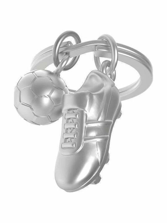 Metalmorphose Keychain Football Shoes & Ball Metallic Silver