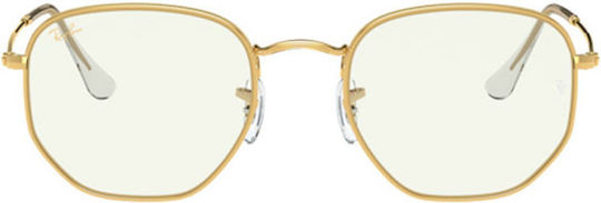 Ray Ban Hexagonal Μεταλλικά Γυαλιά Προστασίας Οθόνης σε Χρυσό Χρώμα