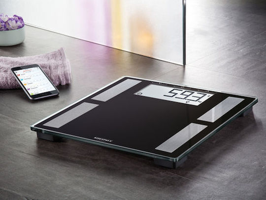 Soehnle Shape Sense Connect 50 Smart Badezimmerwaage mit Körperfettmessung & Bluetooth in Schwarz Farbe