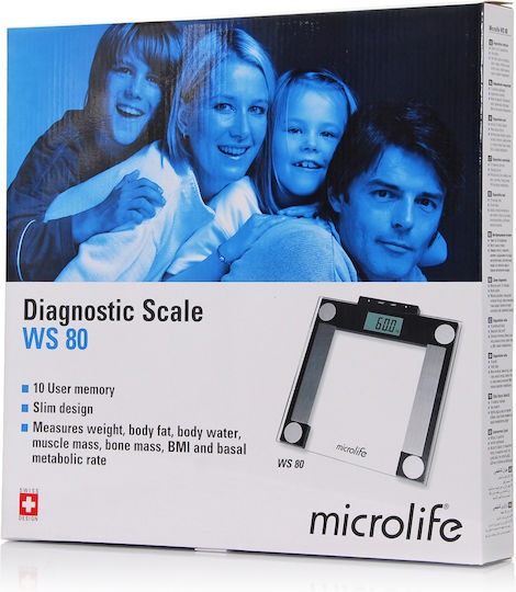 Microlife WS 80 Digital Bathroom Scale with Body Fat Counter Gray
