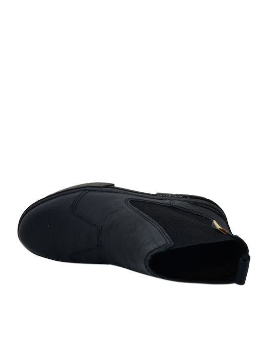 Leder Damen Chelsea Stiefeletten Schwarz