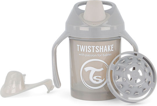 Twistshake Mini Cup Educational Sippy Cup Plastic with Handles Gray for 4m+m+ 230ml