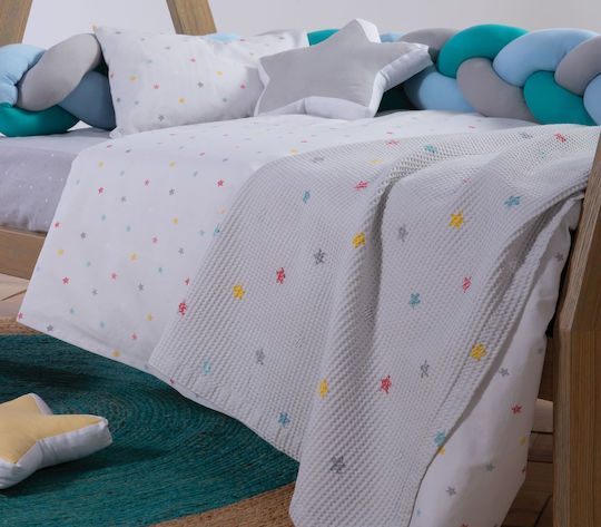 Nef-Nef Homeware Braided Bumper Little Star Aqua - Petrol 20x210cm