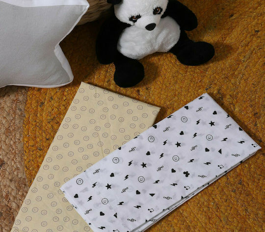Nef-Nef Homeware Rock Star Baby Sheets Set Cradle Cotton Yellow 70x120cm 2pcs