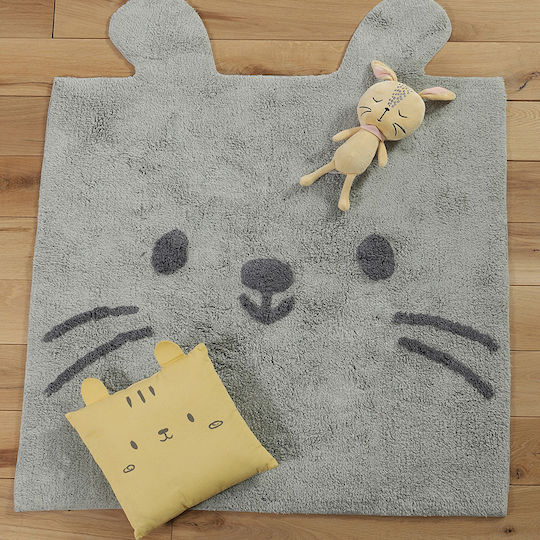Nef-Nef Homeware Kids Cotton Rug Hello World 100x125cm Yellow