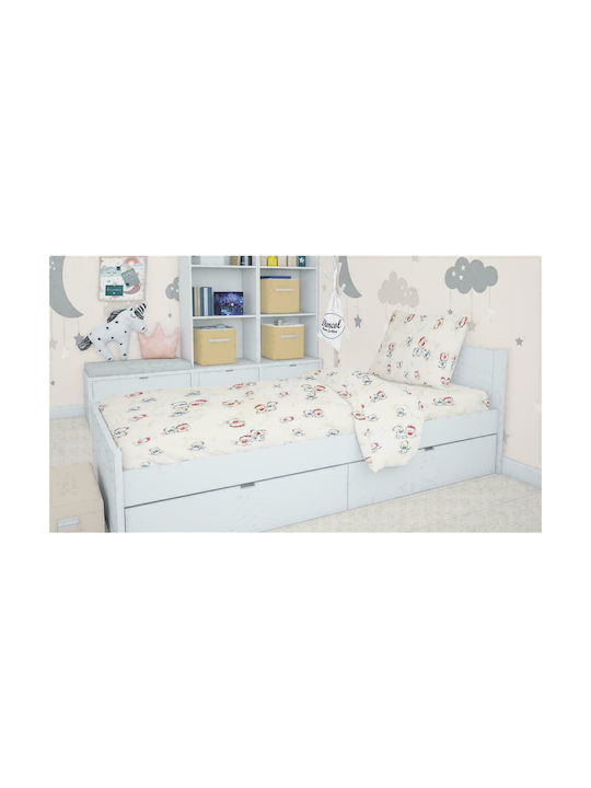 Dimcol Комплект чаршафи Единични Памучни Two Lovely Bears 67 Ecru 160x240см 2бр