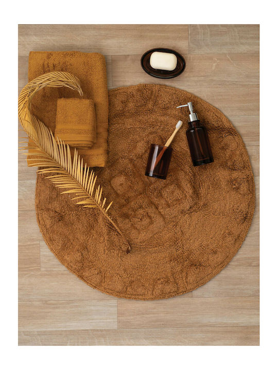 Palamaiki Bath Mat Cotton Round Maya Tan Width 70cm