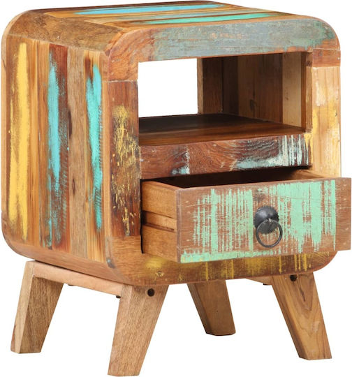 Noptieră din Lemn Masiv Recycled Wood Multicoloured 30x30x41cm