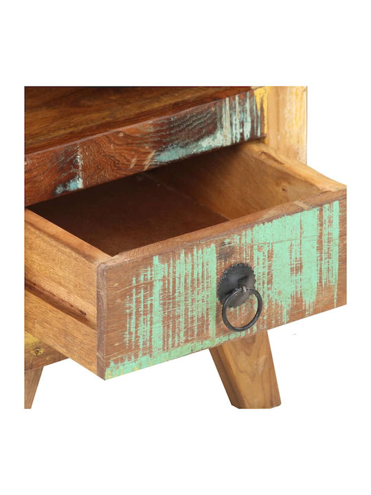 Bedside Table of Solid Wood Ανακυκλωμένο Ξύλο Πολύχρωμο 30x30x41cm