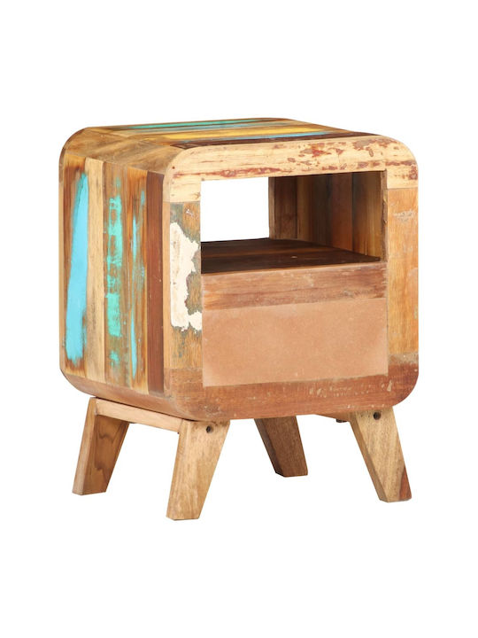 Bedside Table of Solid Wood Ανακυκλωμένο Ξύλο Πολύχρωμο 30x30x41cm