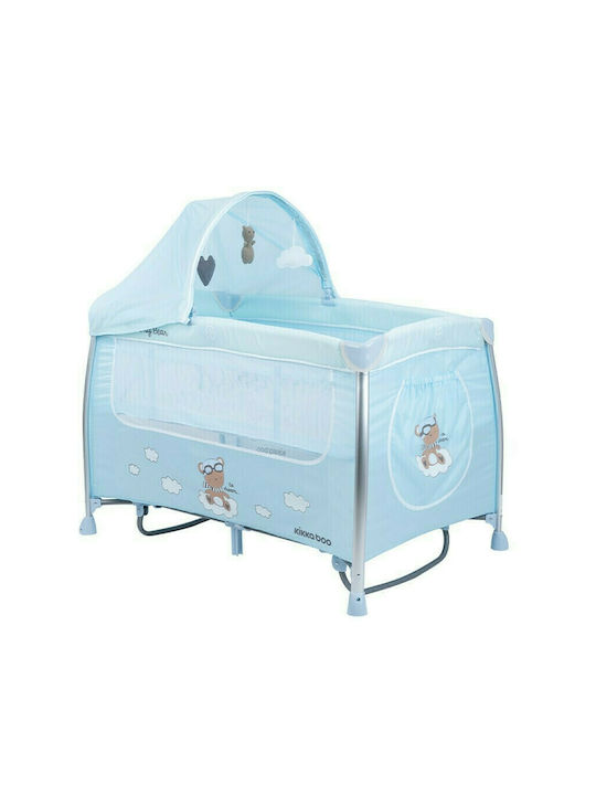 Kikka Boo Dreamy Bear Παρκοκρέβατο 2 Επιπέδων με Αλλαξιέρα & Στρώμα Mint/Blue 120x60cm