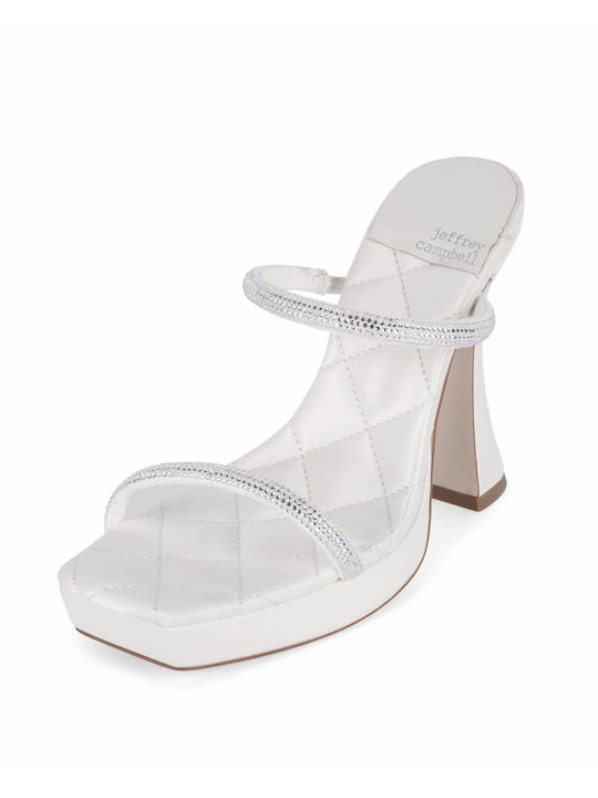 Jeffrey Campbell Women's Sandals Movie White with Chunky High Heel 0101003452