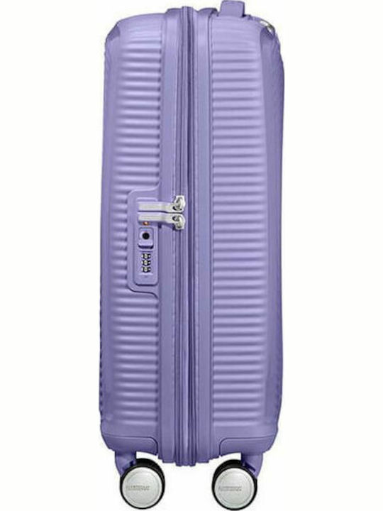 American Tourister Soundbox Spinner Cabin Hard Lila Travel Suitcase with 4 Wheels Height 55cm