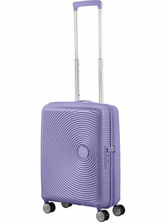 American Tourister Soundbox Spinner Cabin Hard Lila Travel Suitcase with 4 Wheels Height 55cm