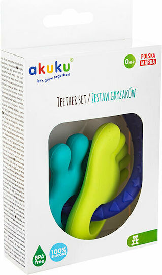 Akuku Elephant Teething Ring from Silicone for 0 m+ 2 Pieces