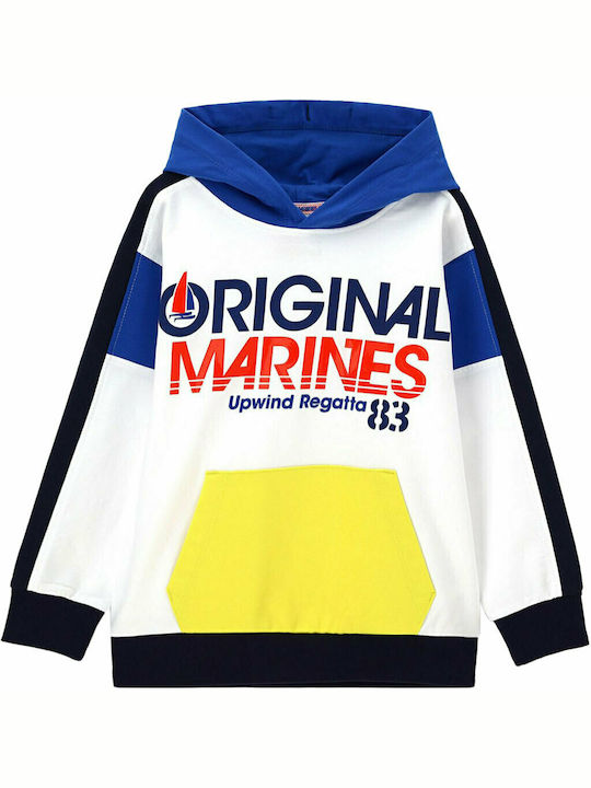Kids Sweatshirt with Hood and Pockets White DBP2024B1