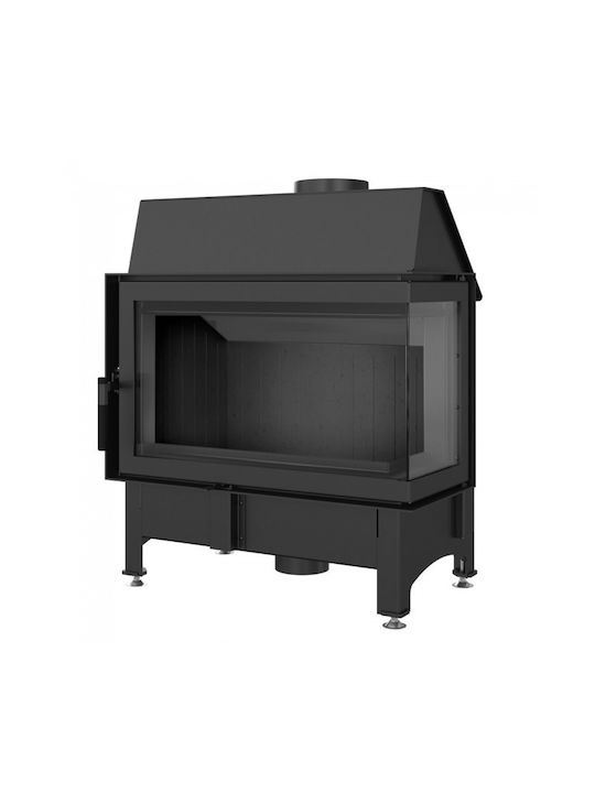 Kratki Zibi P Bs Deco Black Șemineu cu inserție Lemn Aeroterma 11kW Colțul din dreapta cu o ușă care se deschide