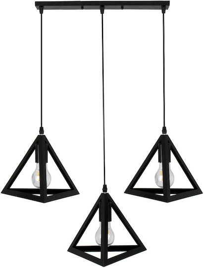 GloboStar Triangle Pendant Light Black Grid with Socket E27 70x22x130cm