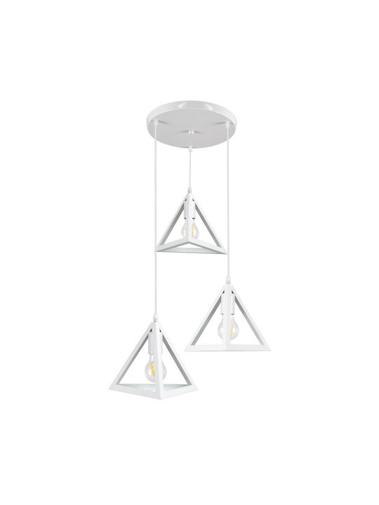 GloboStar Triangle Pendant Lamp 3xE27 White