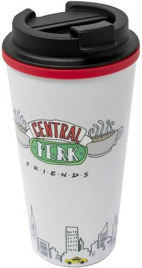 Blue Sky Studios Friends Screw Top Thermal Flask Ποτήρι Θερμός Πλαστικό 450ml Λευκό με Επιστόμιο