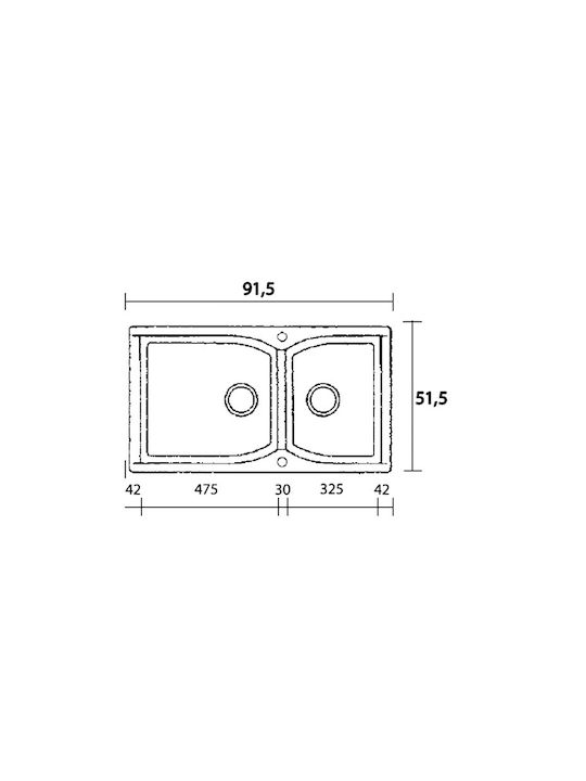 Crown R-92 Economic 6892 6892-71 Drop-In Sink Right Synthetic Granite W91xD51cm Granite Black