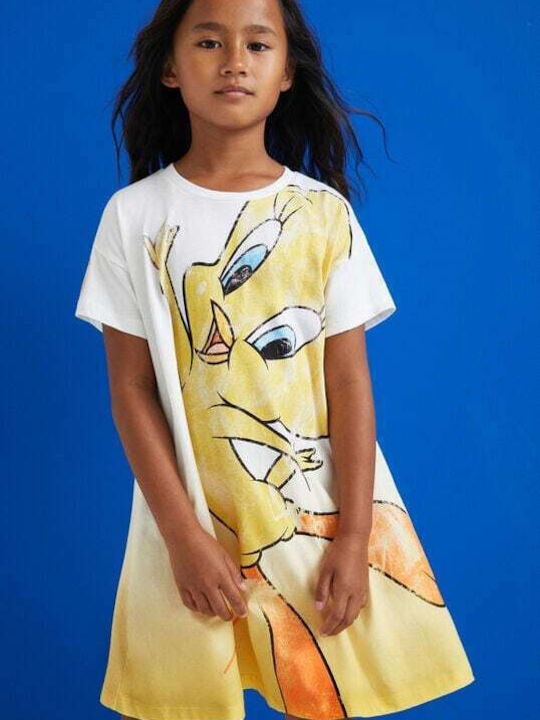 Tweety Children's Dress Short Sleeve Yellow