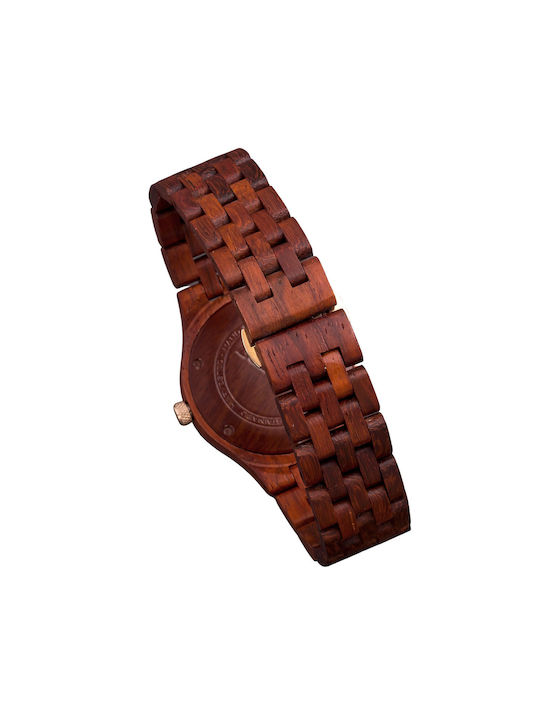 Bewell Eurus Watch with Red Wooden Bracelet