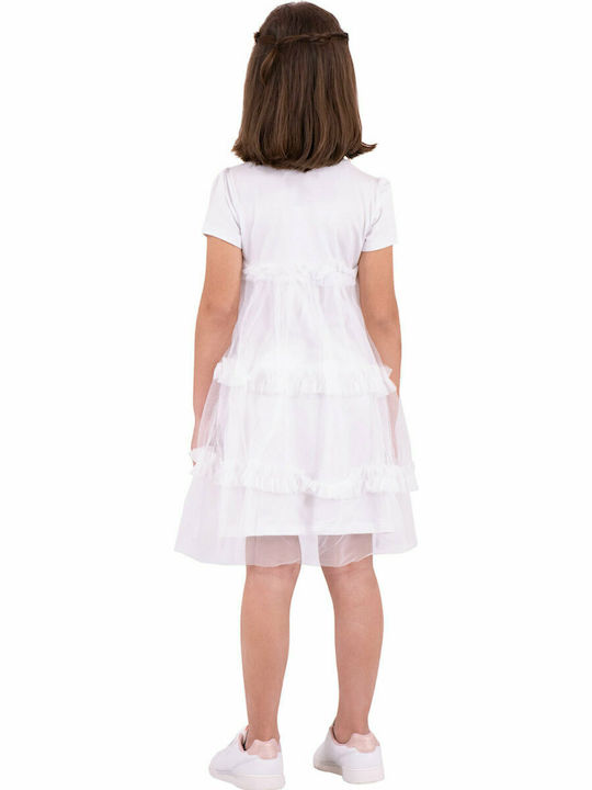 Children's Dress Short Sleeve Tulle White