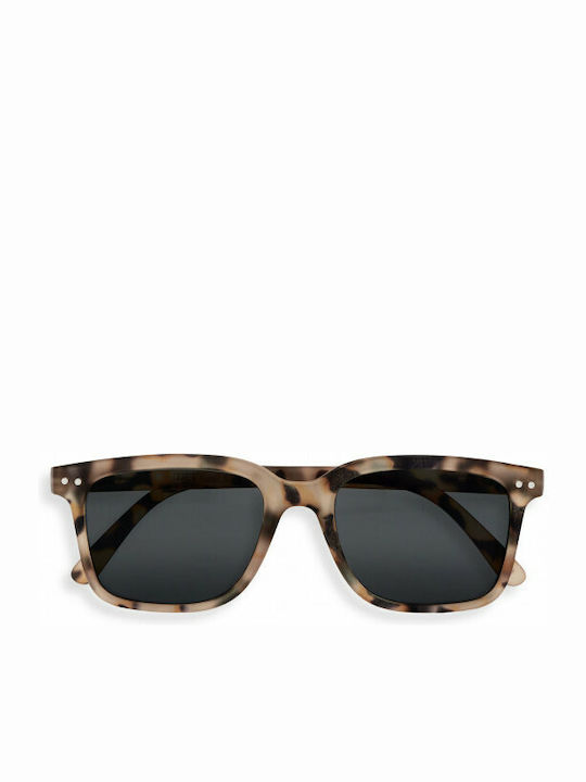 Izipizi Unisex Sunglasses with Brown Tartaruga Plastic Frame and Black Lens