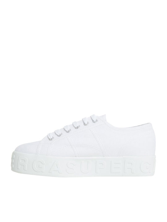 2790 3D Lettering Flatforms Sneakers White