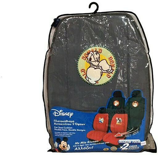 Carner Σετ Πλατοκαθίσματα Αυτοκινήτου 2τμχ Disney Mickey Mouse / Donald Duck Μπλε Διπλής Όψης