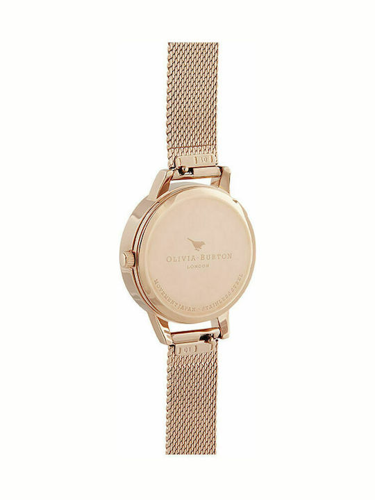 Olivia Burton Γυναικείο Ρολόι 34mm Μπαταρίας με Ροζ Χρυσό Μεταλλικό Μπρασελέ