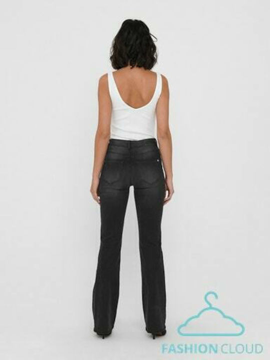 Hoch tailliert Damenjeans Schlaghose Gray