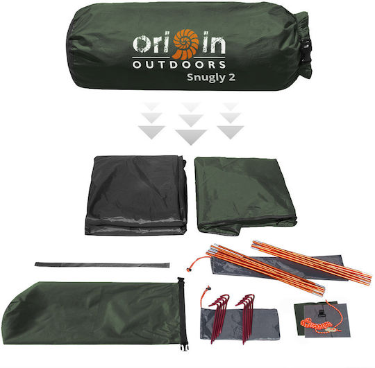 Snugly 2 Camping Tent Igloo Mountaineering Green with Double Cloth 4 Seasons for 1 Person Waterproof 3000mm 300x230x125cm