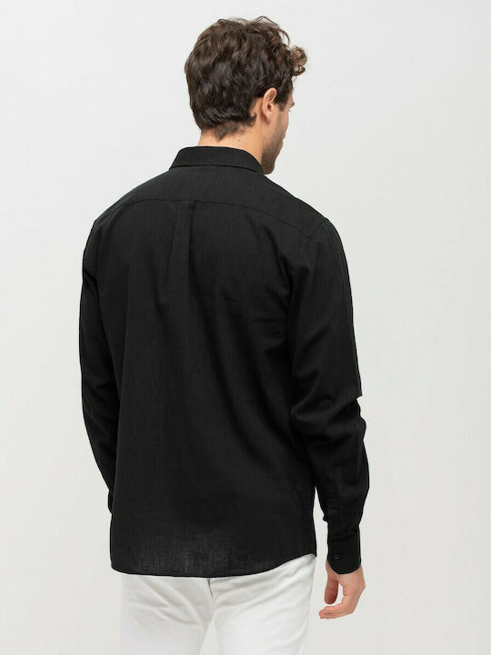 Staff Men's Shirt Long Sleeve Flannel Black