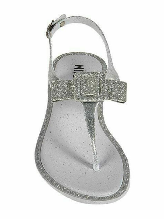Damen-Flip-Flops in Stil Pédila in Silber Farbe
