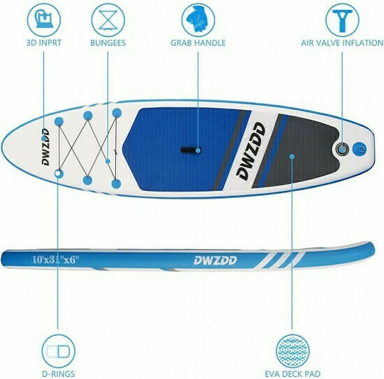 Candy Aqua Drops 10'6" Inflatable SUP Board with Length 3.2m Blue