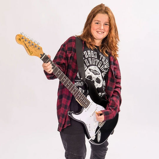 Encore E6 Electric Guitar for Left-handed Stratocaster with SSS Pickup Configuration Black