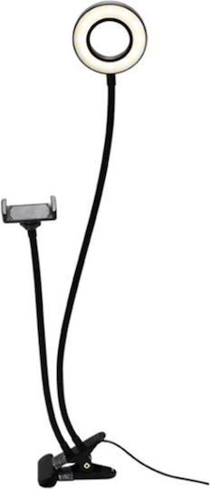 Gembird Ring Light 8.90cm 2800 - 6000K με Επιτραπέζια Βάση Στήριξης και Βάση για Κινητό