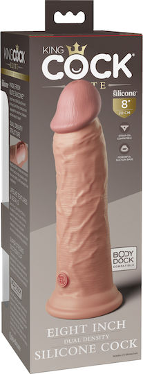 King Cock Dual Density Реалистично дилдо Със смукателна чашка Голи 20см