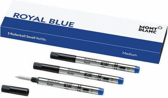 Mont Blanc Rollerball Replacement Ink for Ballpoint Pen Medium in Blue color Medium Royal Blue 3pcs